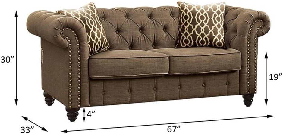 Acme Furniture Aurelia Loveseat w/2 Pillows, Gray Linen