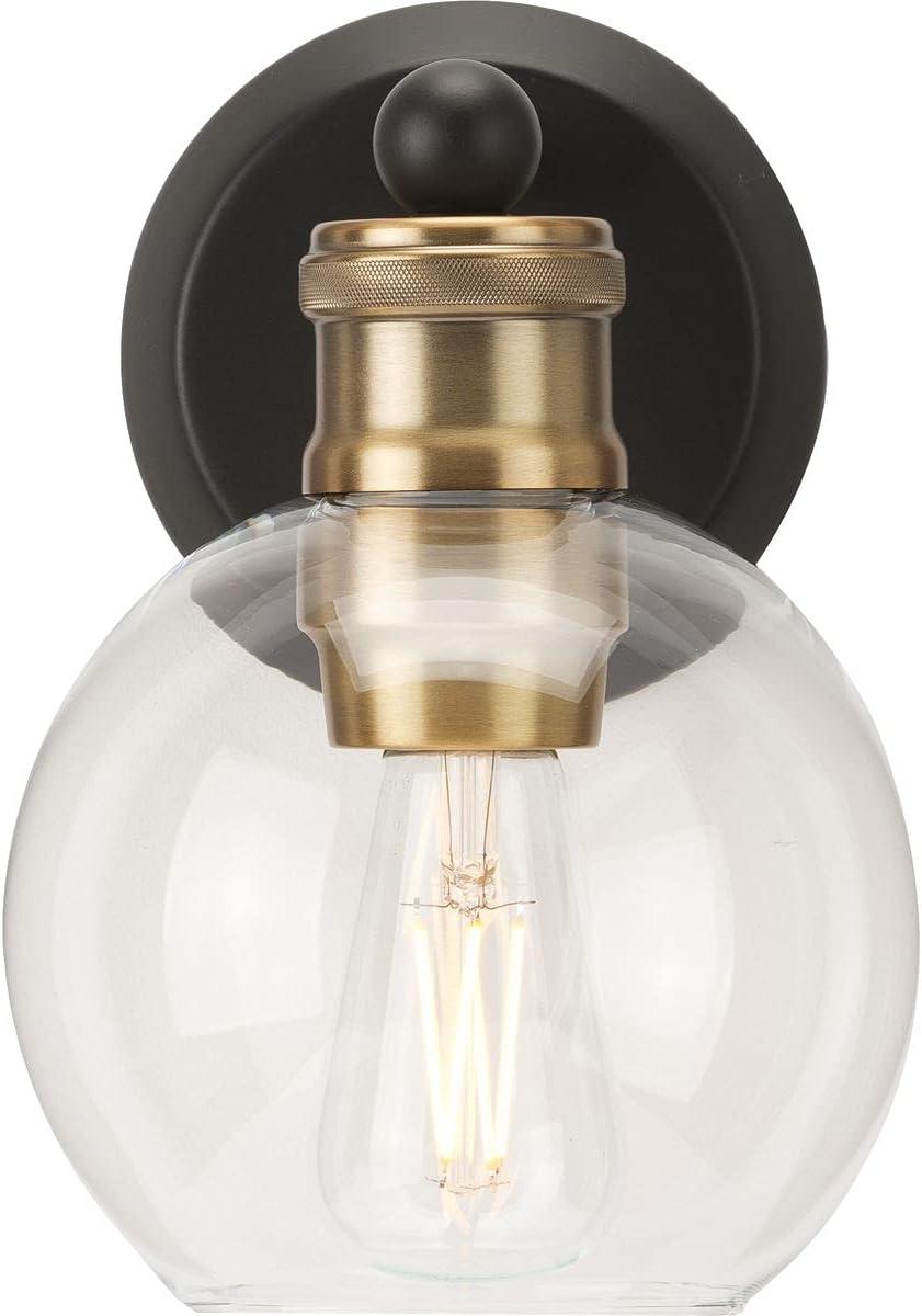 Progress Lighting Hansford 1-Light Bath & Vanity Fixture, Antique Bronze, Clear Spherical Shade