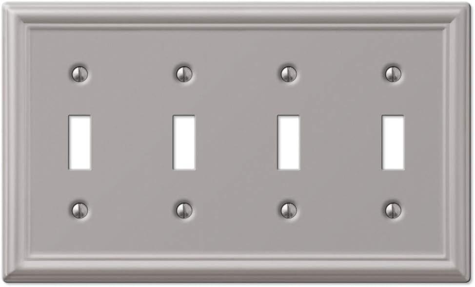 Amerelle 149T4BN Chelsea Wallplate, 4 Toggle, Steel, Brushed Nickel, 1-Pack