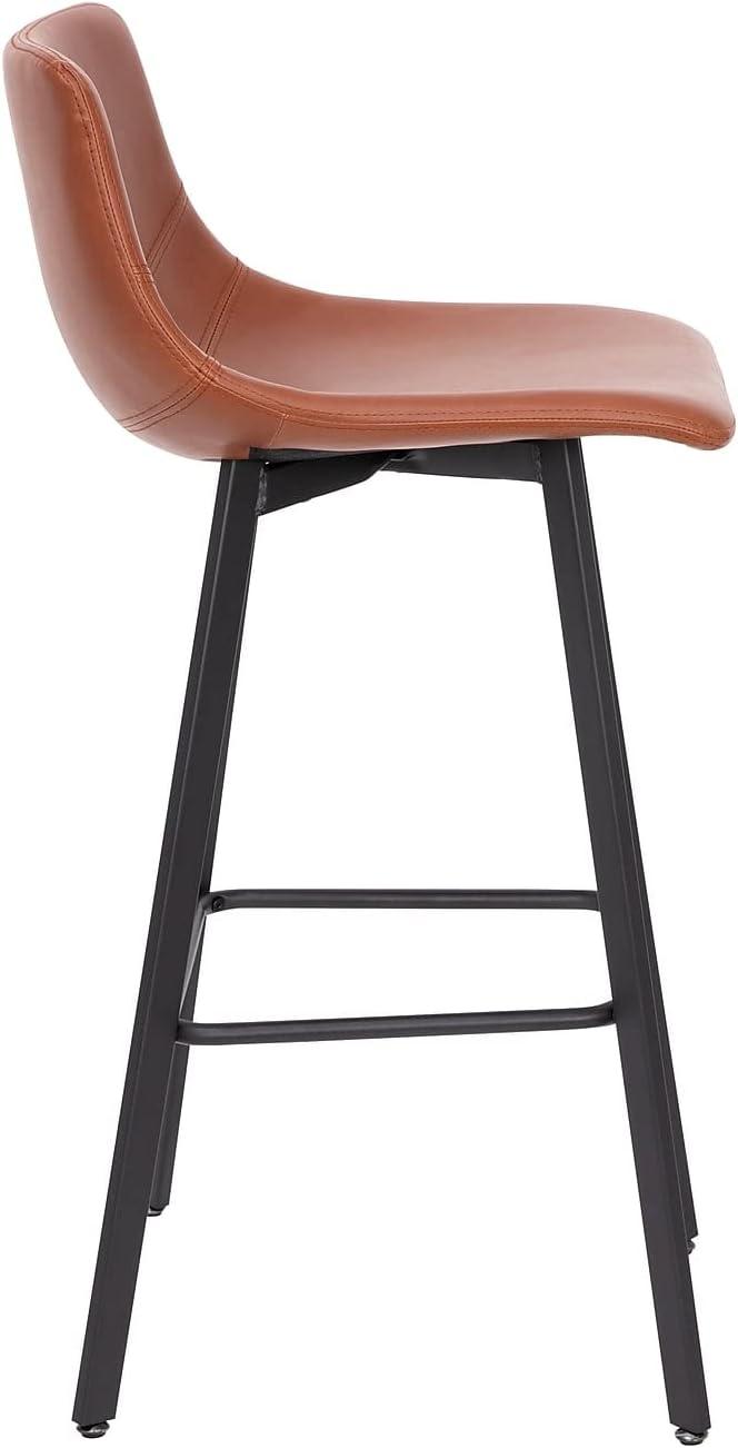 Flash Furniture Set of 2 Commercial Indoor Armless Iron Barstools - Cognac LeatherSoft