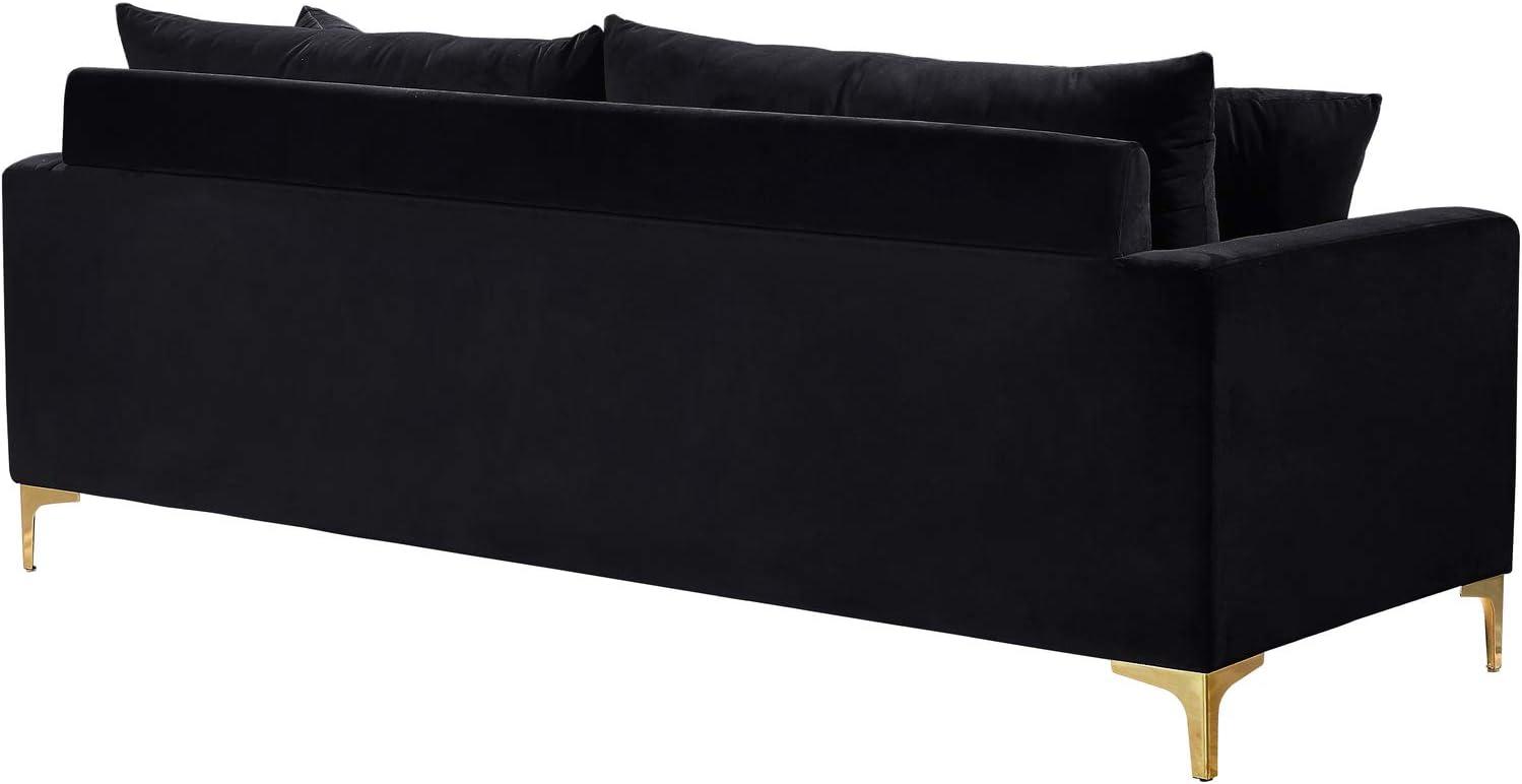 Meridian Furniture Naomi Contemporary Velvet Sofa in Black