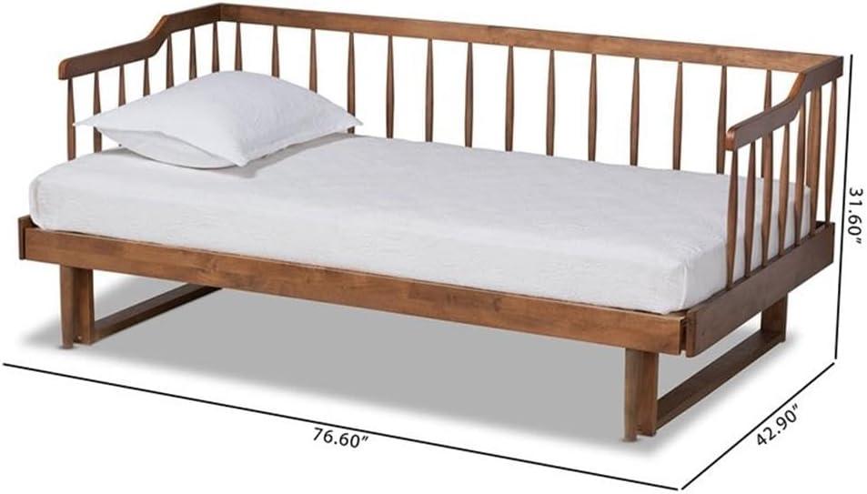 Twin to King Muriel Expandable Spindle Daybed Walnut - Baxton Studio: Contemporary Unupholstered, No Box Spring Needed