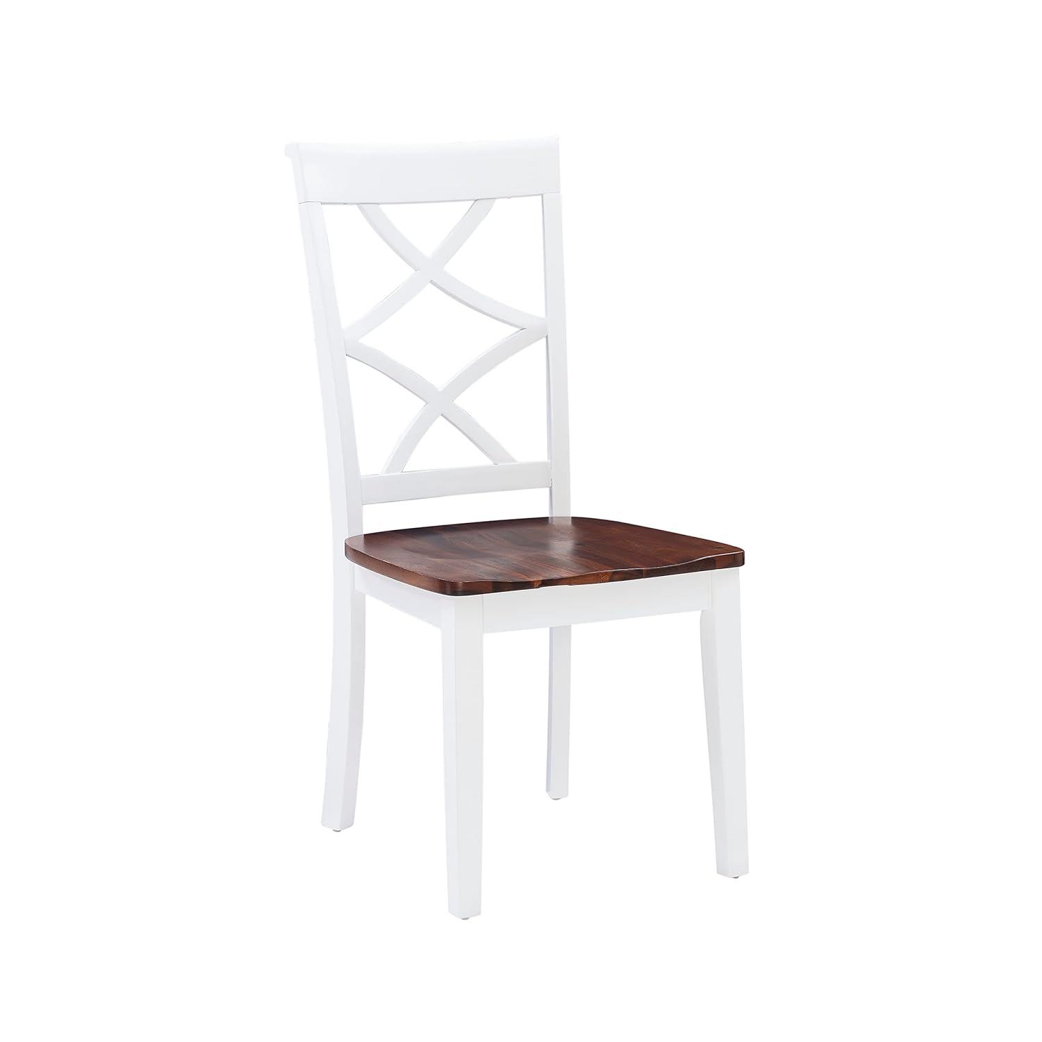 Linon Harrison Five Piece 2 Tone Dining Set in Cherry/White Finished Wood