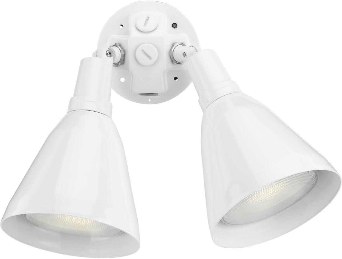 Progress Lighting Par 2-Light Outdoor Wall Light, White, Aluminum, Antique Bronze, Adjustable Swivel Heads, Shade Included