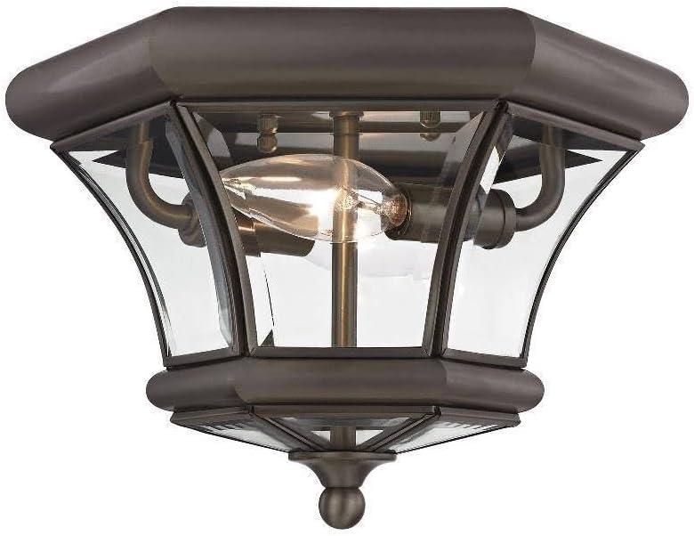 Bronze 2-Light Indoor/Outdoor Flush Mount with Clear Glass