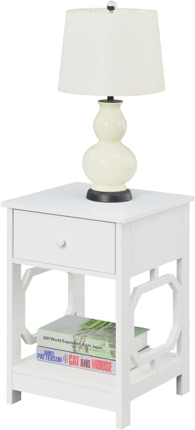 Omega 1 Drawer End Table, White