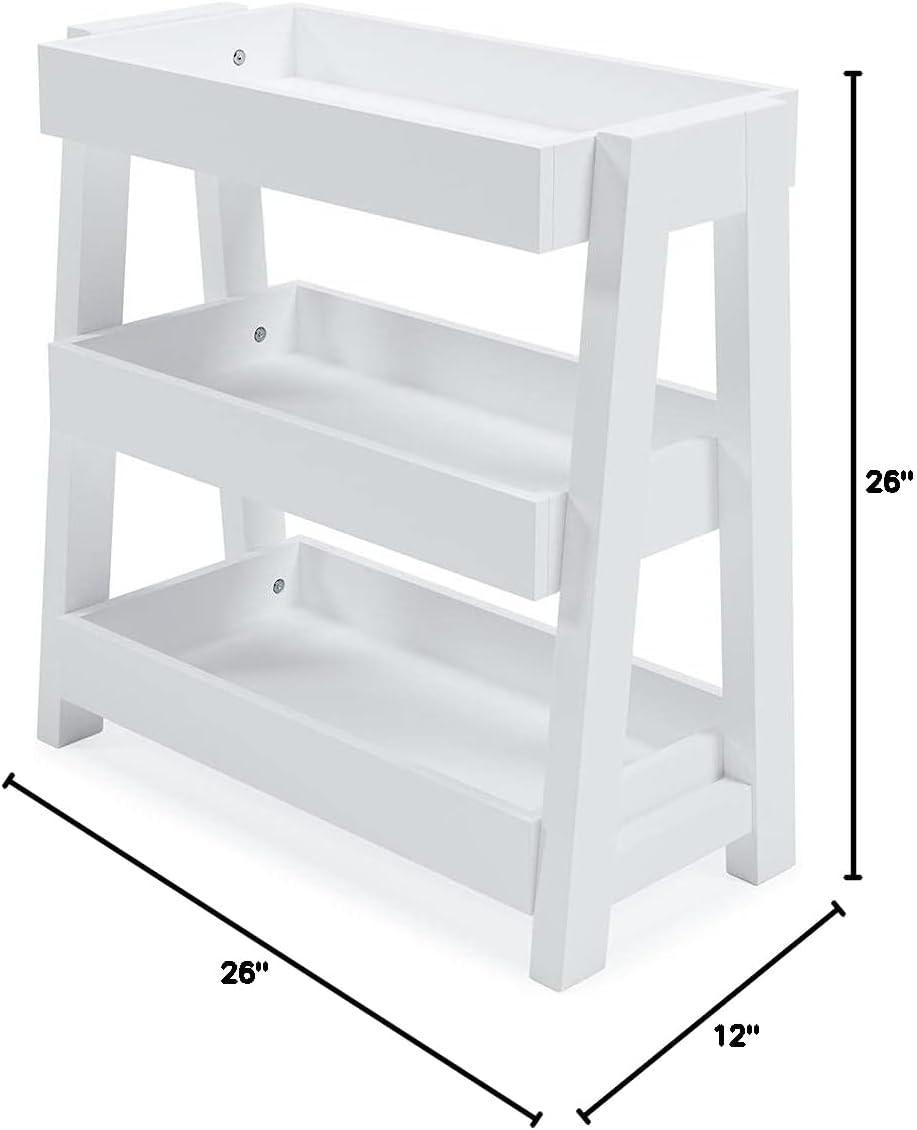 White 3-Tier Rectangular Wood Accent Table