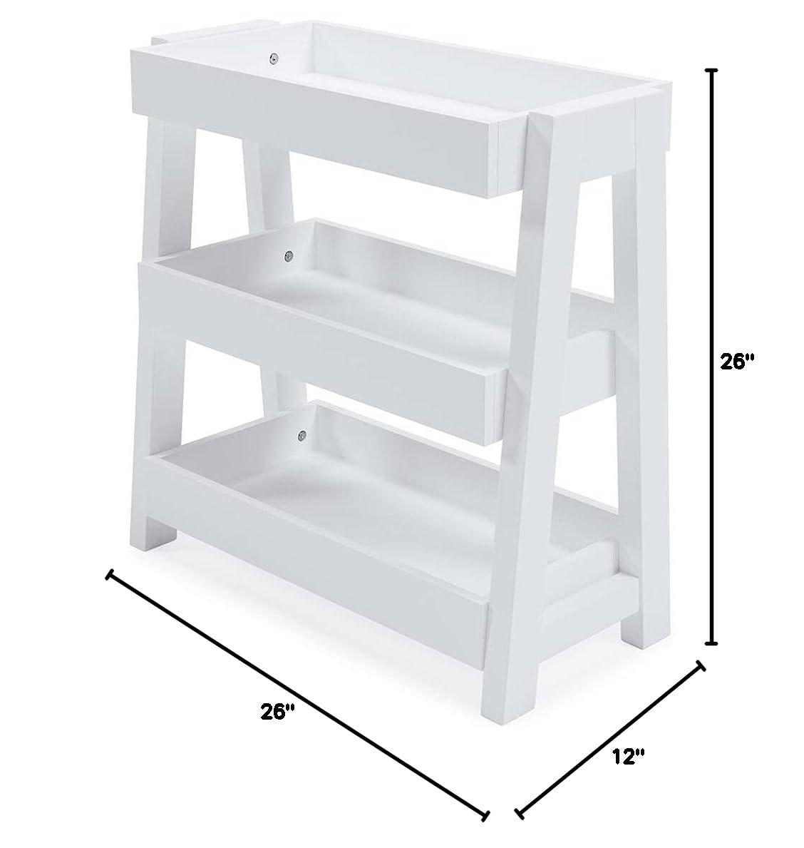 Accent Table with 3 Tier Tray Design Shelves White - Saltoro Sherpi