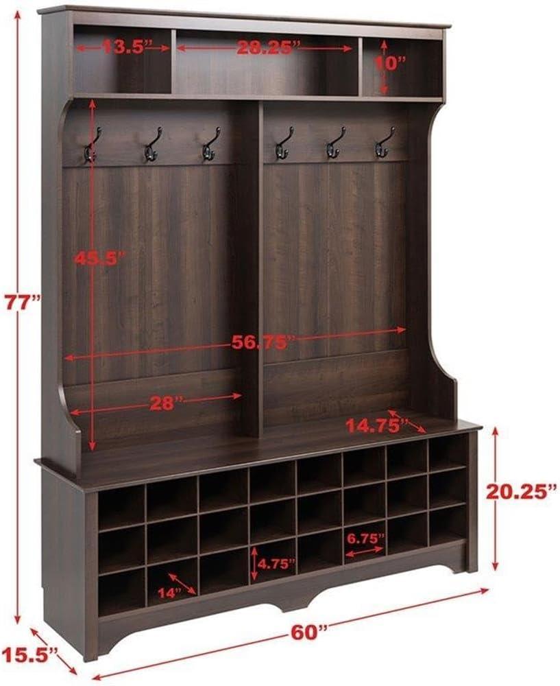 Gracie Oaks Gracie Hall Tree 60'' Wide with Bench and Shoe Storage