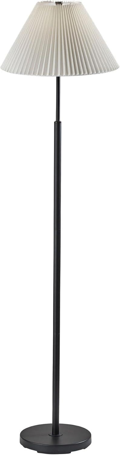 Adesso Jeremy Floor Lamp Black: 60.75" Metal with Linen Shade, 3-Way Rotary Switch, UL Listed