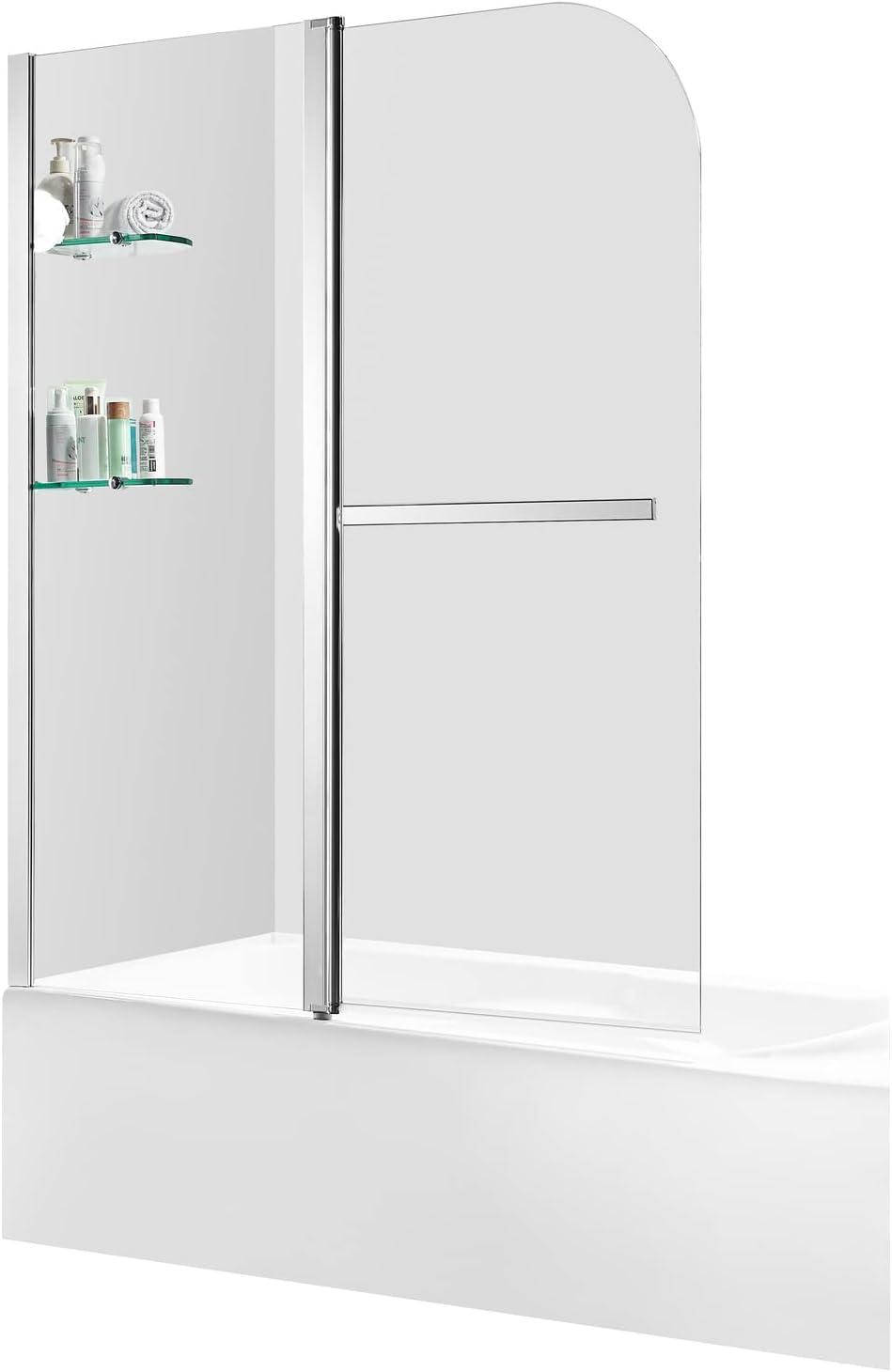 Galleon 58" H Hinged Frameless Tub Door with Tsunami Guard Technology