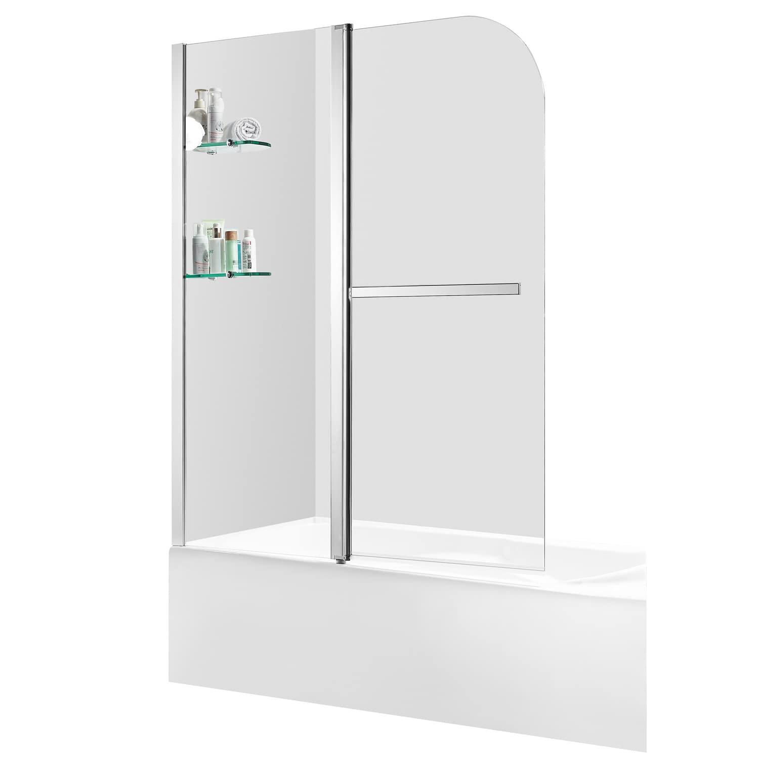 Galleon 58" H Hinged Frameless Tub Door with Tsunami Guard Technology