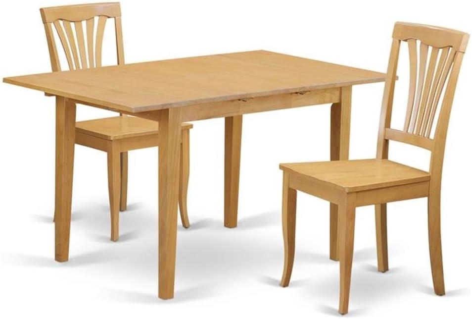 Elegant Oak Finish 3-Piece Dinette Set - Rectangular Table with 2 Slatted-Back Chairs - High-Quality Asian Hardwood - Versatile Addition to Any Space