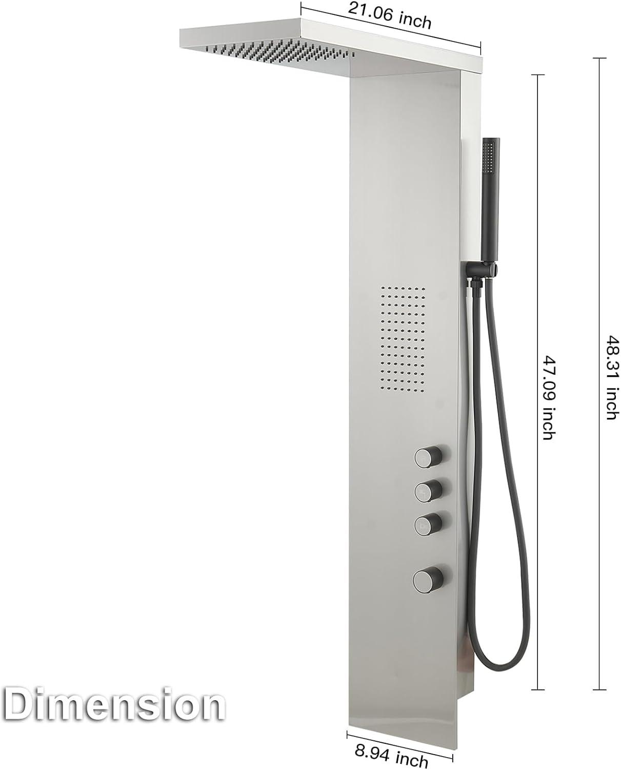 Brushed Nickel Stainless Steel Quadruple Handle Shower Tower