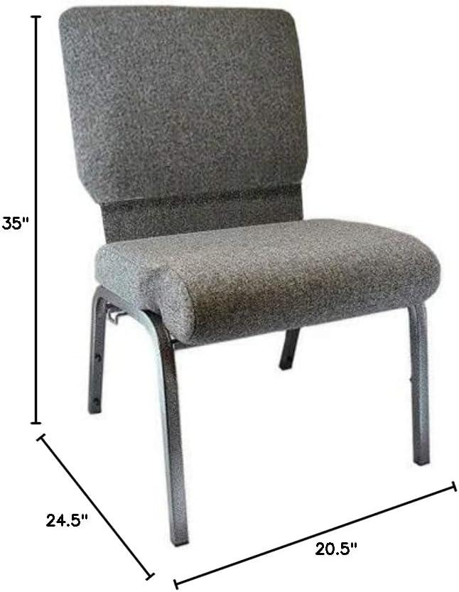 Charcoal Gray Metal Frame Armless Stacking Chair with Padded Seat