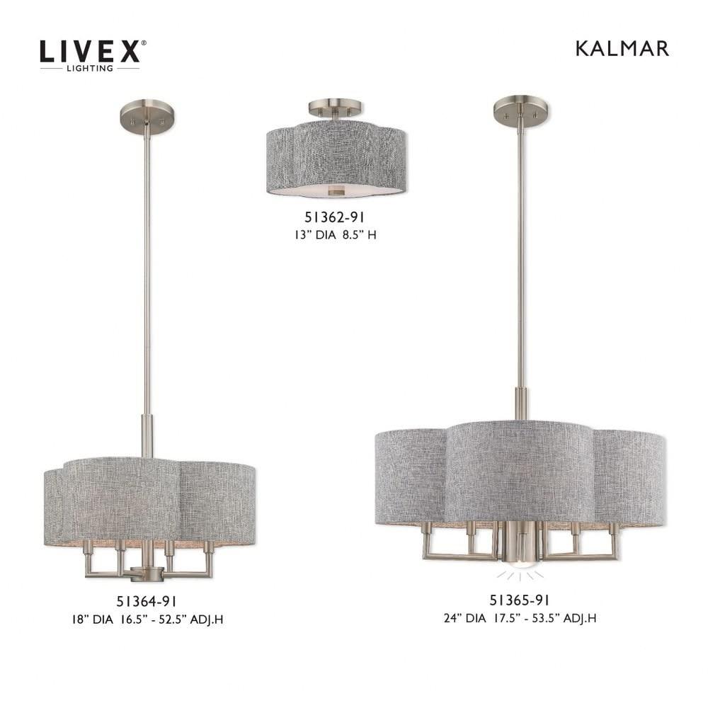 Livex Lighting Kalmar 5 - Light Chandelier in  Brushed Nickel