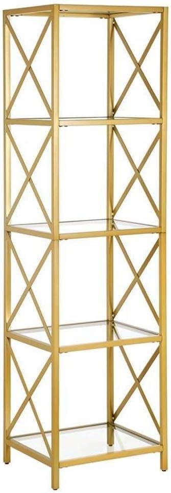 Evelyn&Zoe Celine 18" Wide Rectangular Bookcase, Brass