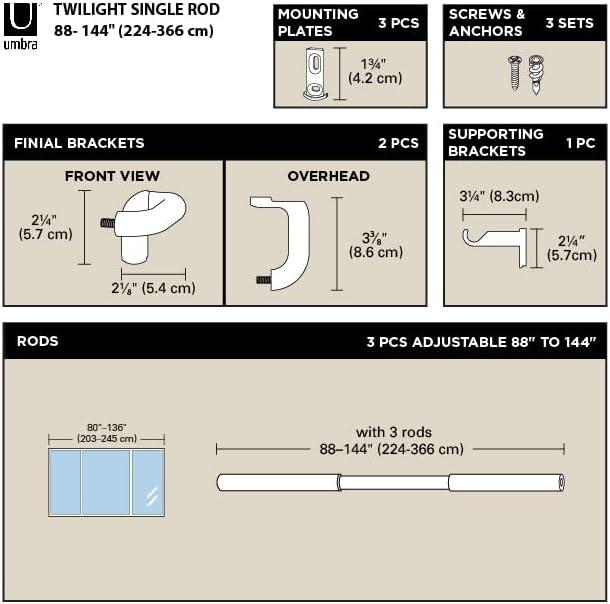 Umbra Stainless Steel Adjustable Single Curtain Rod