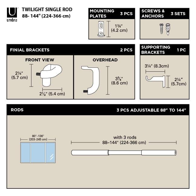 Umbra Stainless Steel Adjustable Single Curtain Rod