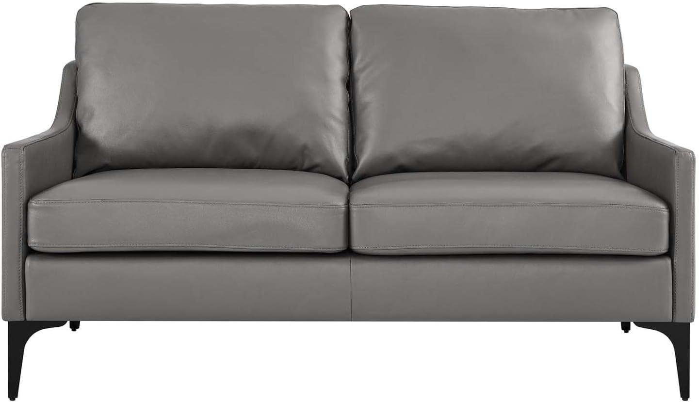 Corland Leather Loveseat Gray