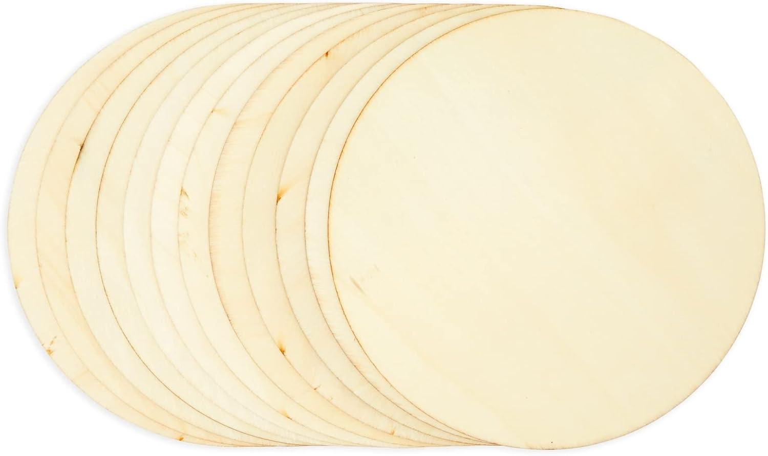Juvale 12 Pack 6 Inch Unfinished Wood Circles for Crafts, Blank Cutout Slices for Wood Burning, Engraving, Round Wooden Discs for DIY Coasters, Art Projects, 1/10 Inch Thick