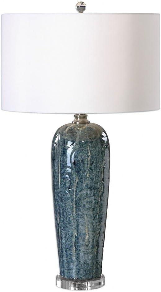 Uttermost Maira 32" Heather Blue Embossed Ceramic Table Lamp