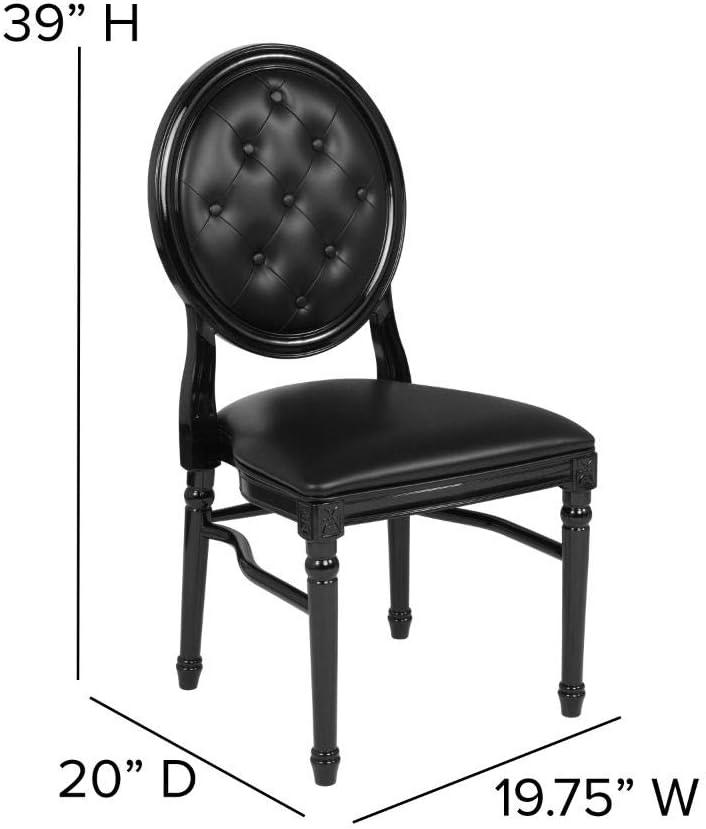 Flash Furniture 2 Pack HERCULES Series 900 lb. Capacity King Louis Chair with Tufted Back, Black Vinyl Seat and Black Frame
