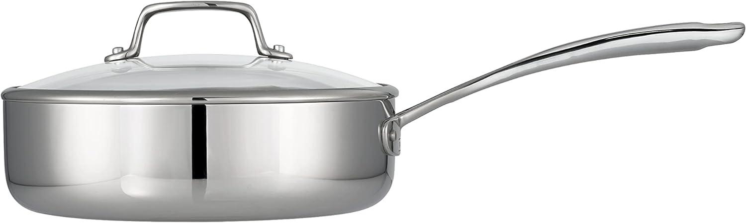 Tri-Ply Stainless Steel 3-Quart Deep Saute Pan with Lid