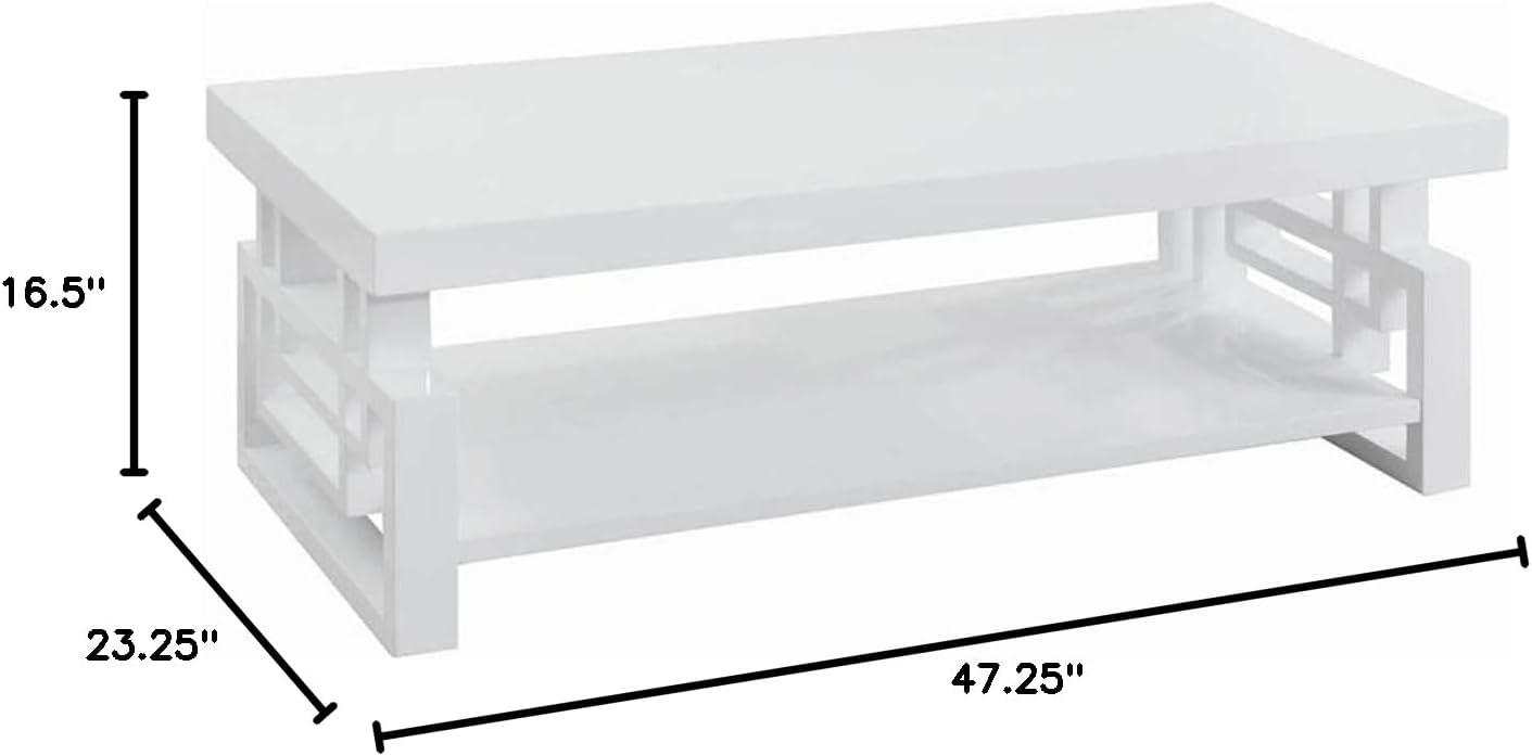 High Glossy White Rectangular Coffee Table