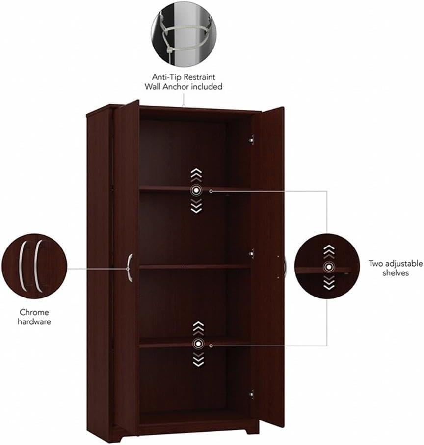 Bush Furniture Cabot Tall Storage Cabinet in Harvest Cherry - Engineered Wood
