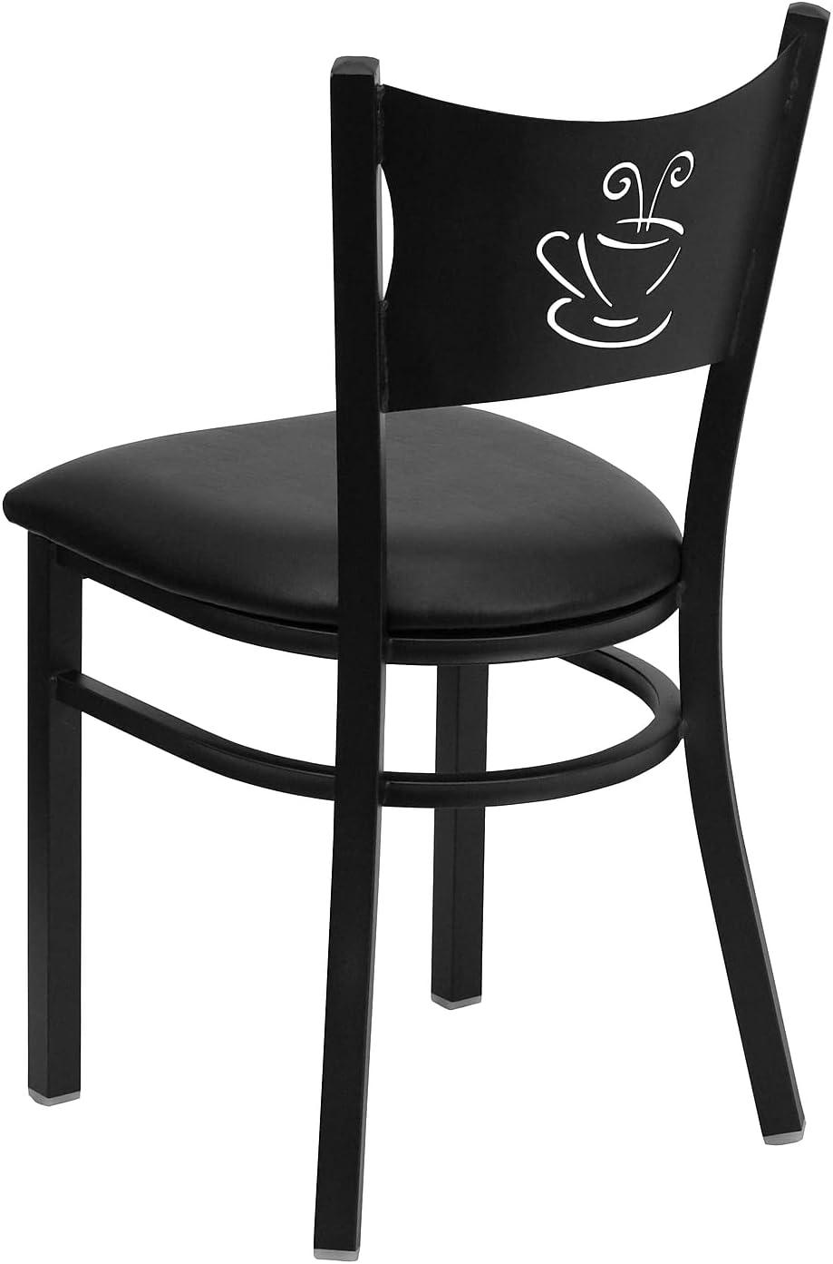 Black Metal Coffee Back Upholstered Dining Side Chair Set