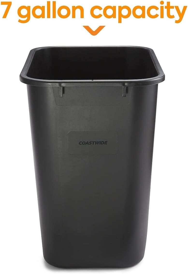 Brighton Soft Molded Wastebasket 7 Gallons Black 15"H x 14 1/2"W x 10 1/2"D CW56429