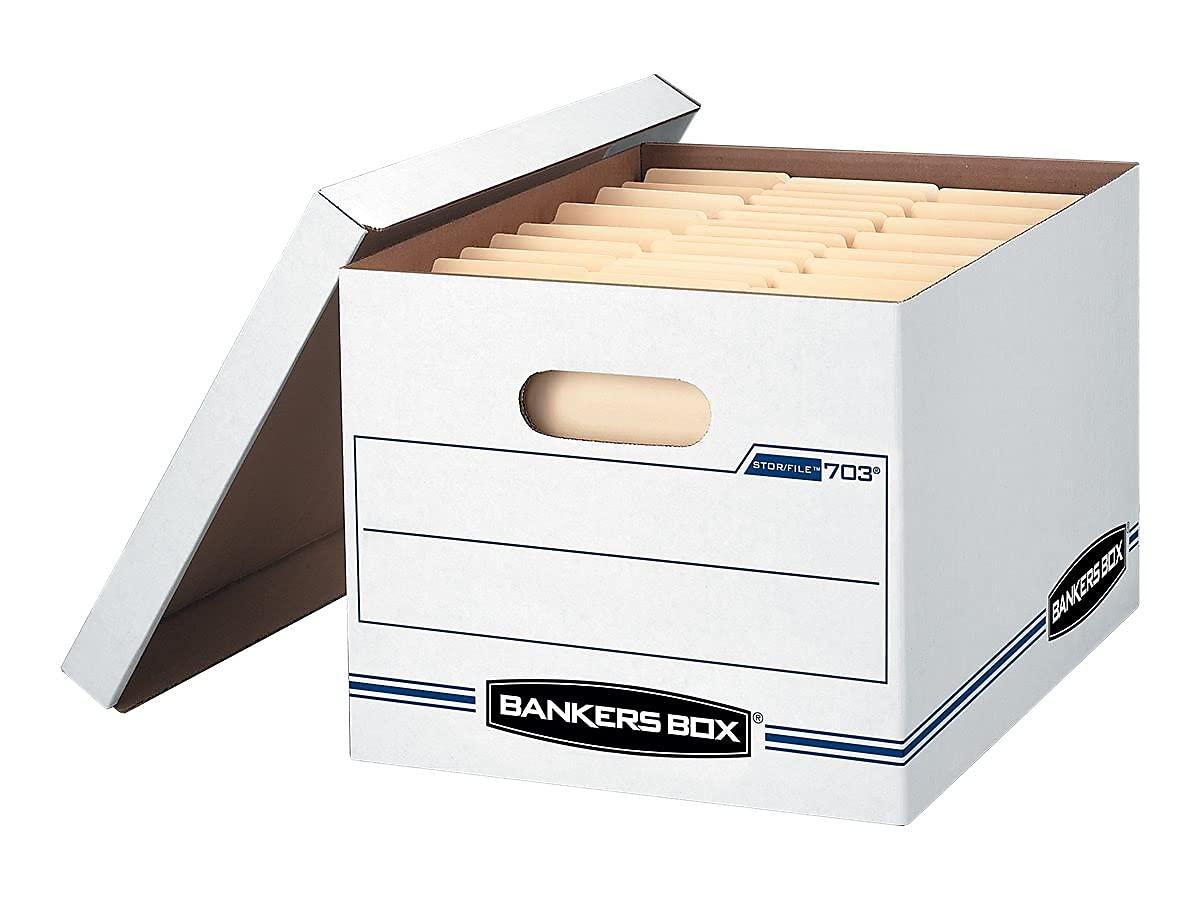 Bankers Box® Stor/File Box w/Lid & Handle, Ltr/Lgl, 12 x 15 x 10, WE/Blue, 12/Ctn