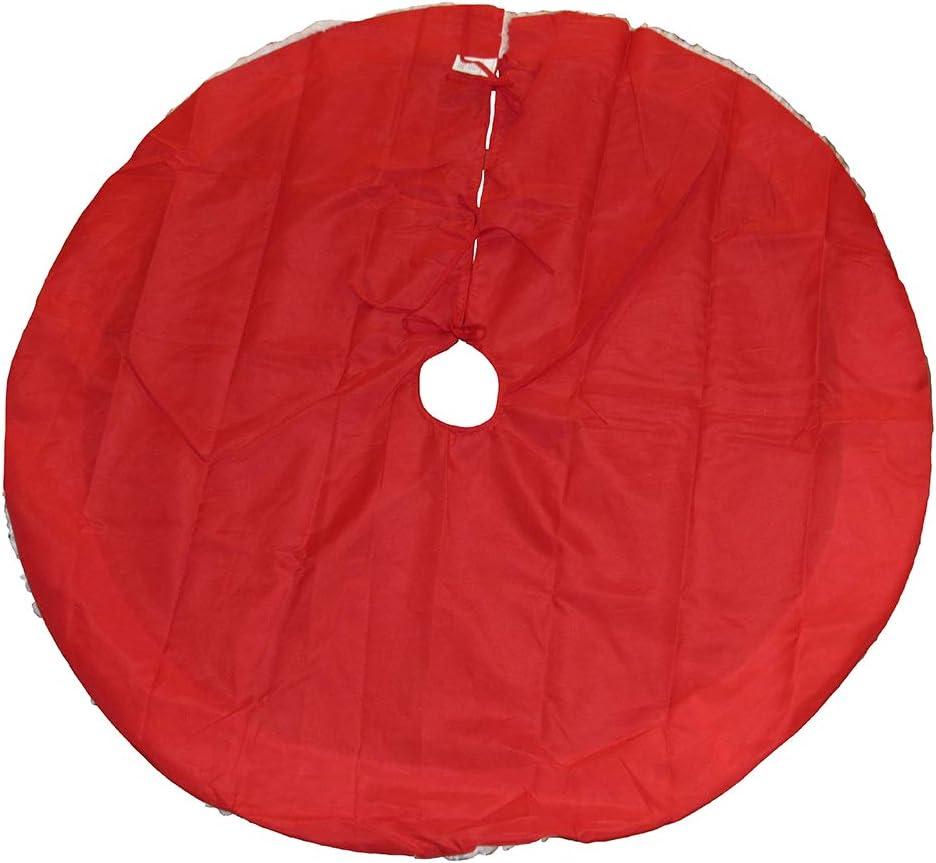 Kurt Adler 44.5" Red Velvet Tree skirt with White Trim