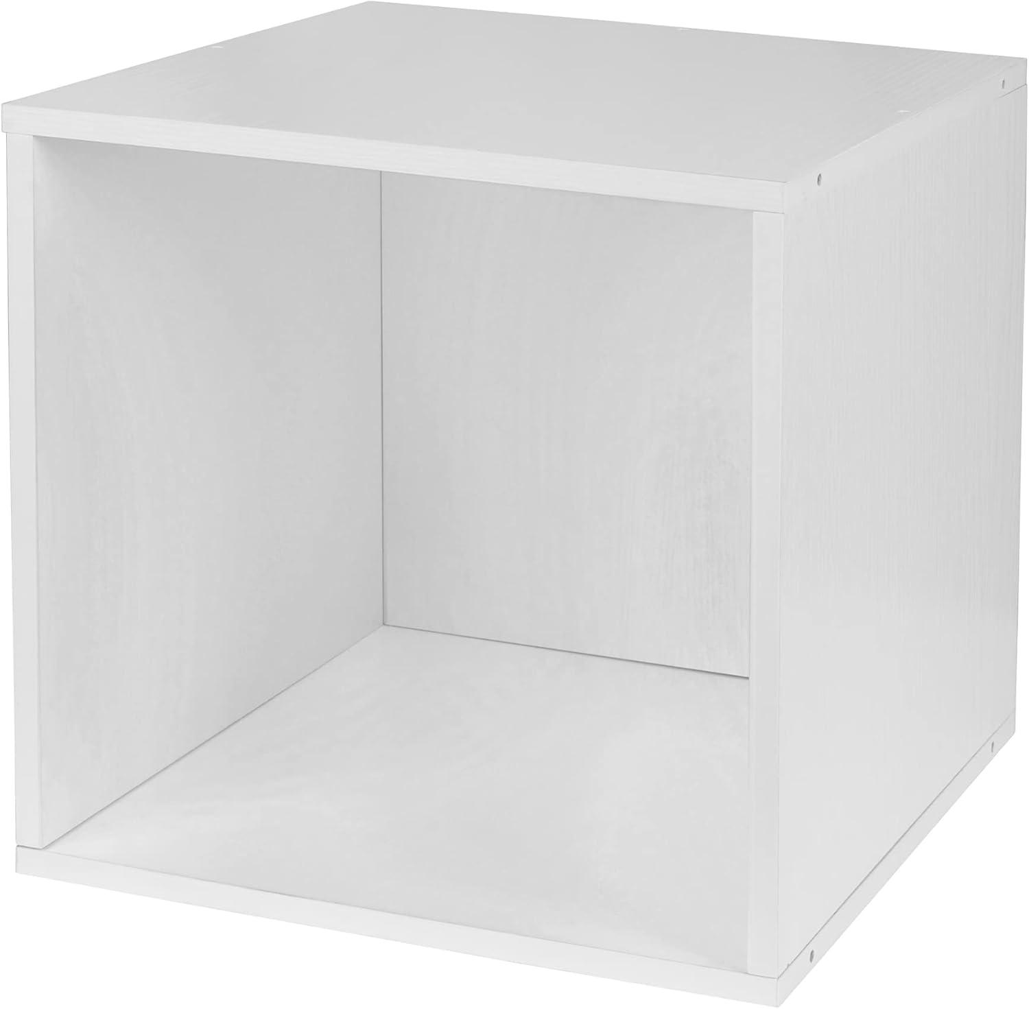 Modern White Wood Grain Stackable Storage Cube for Kids