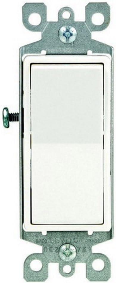 Leviton Decora 15 Amp Single Pole Rocker AC Quiet Light Switch, White (10-Pack)