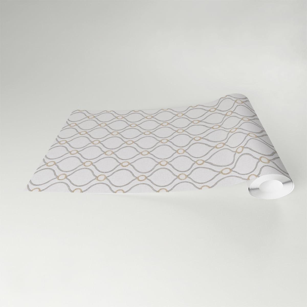 Surface Style - Peel and Stick Wallpaper, Geometric Wallpaper for Bedroom, Powder Room, Kitchen, Self Adhesive, Vinyl, 30.75 Sq Ft Coverage (Curveball Collection, Platinum)