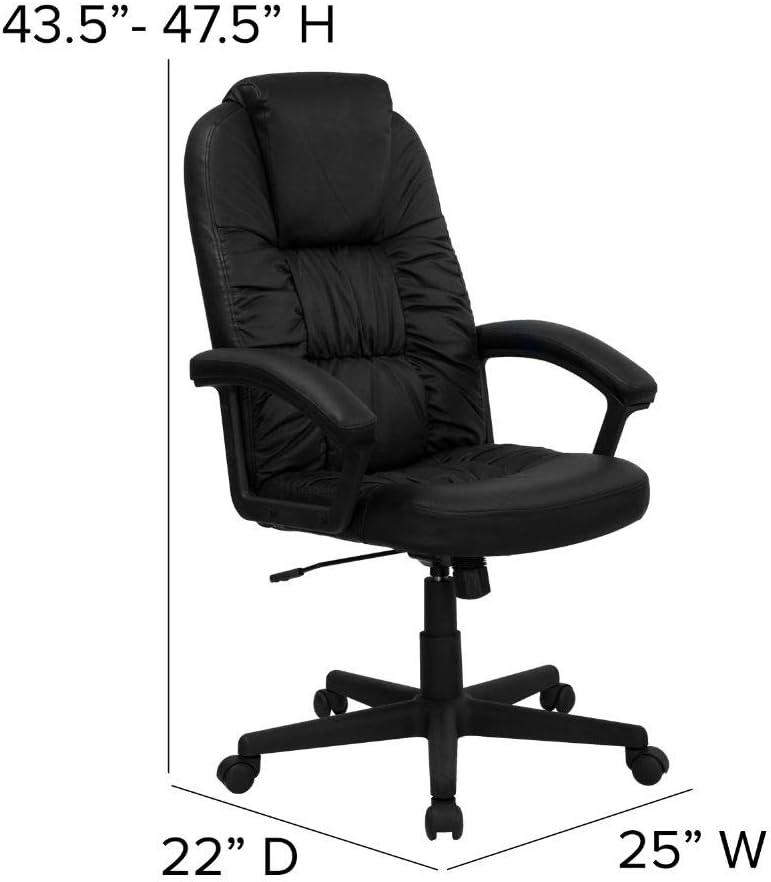 Flash Furniture Hansel High Back Black LeatherSoft Executive Swivel Office Chair with Arms