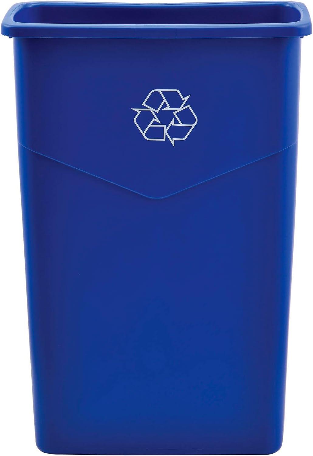 Slim Blue Plastic 23 Gallon Recycling Bin for Office