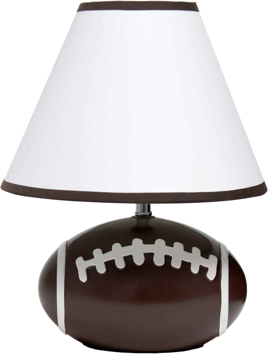 11.5" SportsLite Tall Athletic Sports Football Base Bedside Table Desk Lamp - Simple Designs: Ceramic Nightstand Lighting, ETL Listed