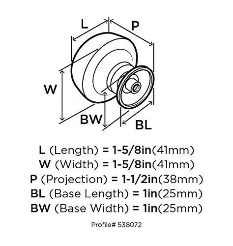 Amerock Kane 1-5/8 inch (41mm) Diameter Satin Nickel Cabinet Knob