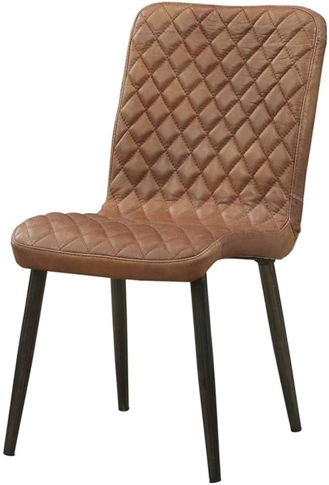 Fargo Leather Upholstered Side Chair in Vintage Chocolate