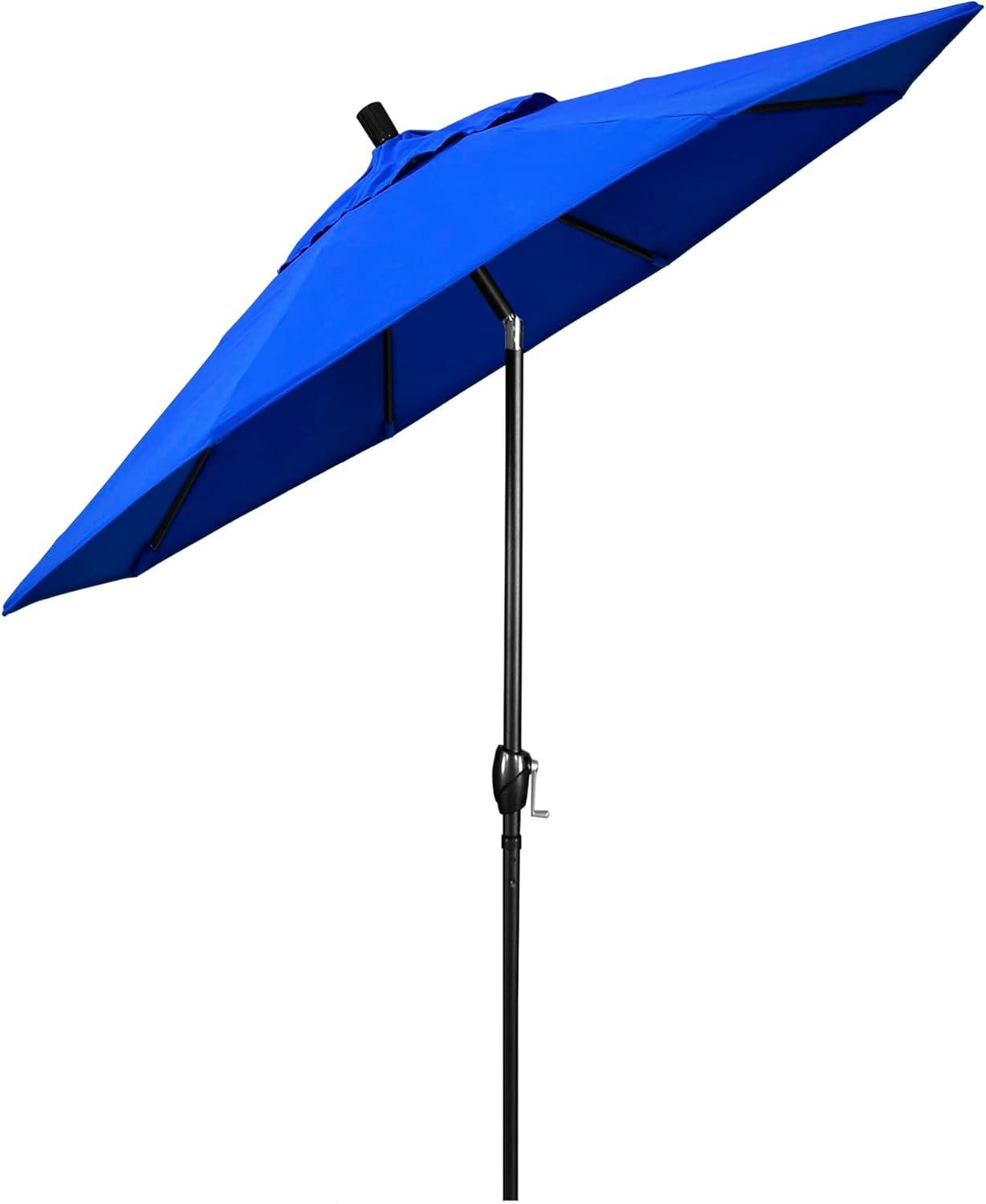 7.5 ft Pacific Blue Canvas Octagonal Market Umbrella with Black Aluminum Pole