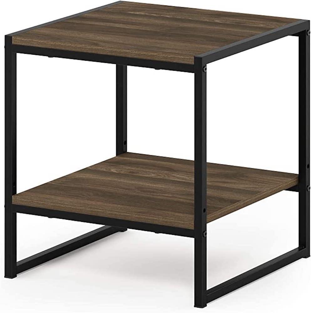 Columbia Walnut Modern Metal-Frame 2-Tier End Table