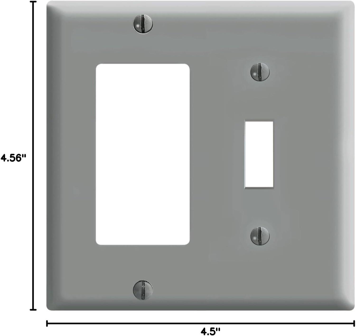 Gray Thermoset Plastic 2-Gang Combination Wallplate