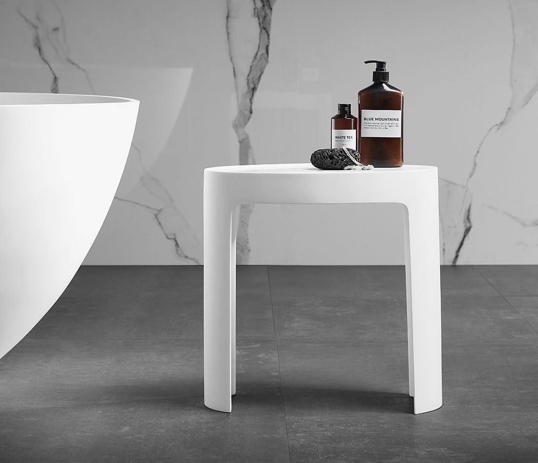 ALFI brand ABST66 White Matte Solid Surface Resin Bathroom / Shower Stool