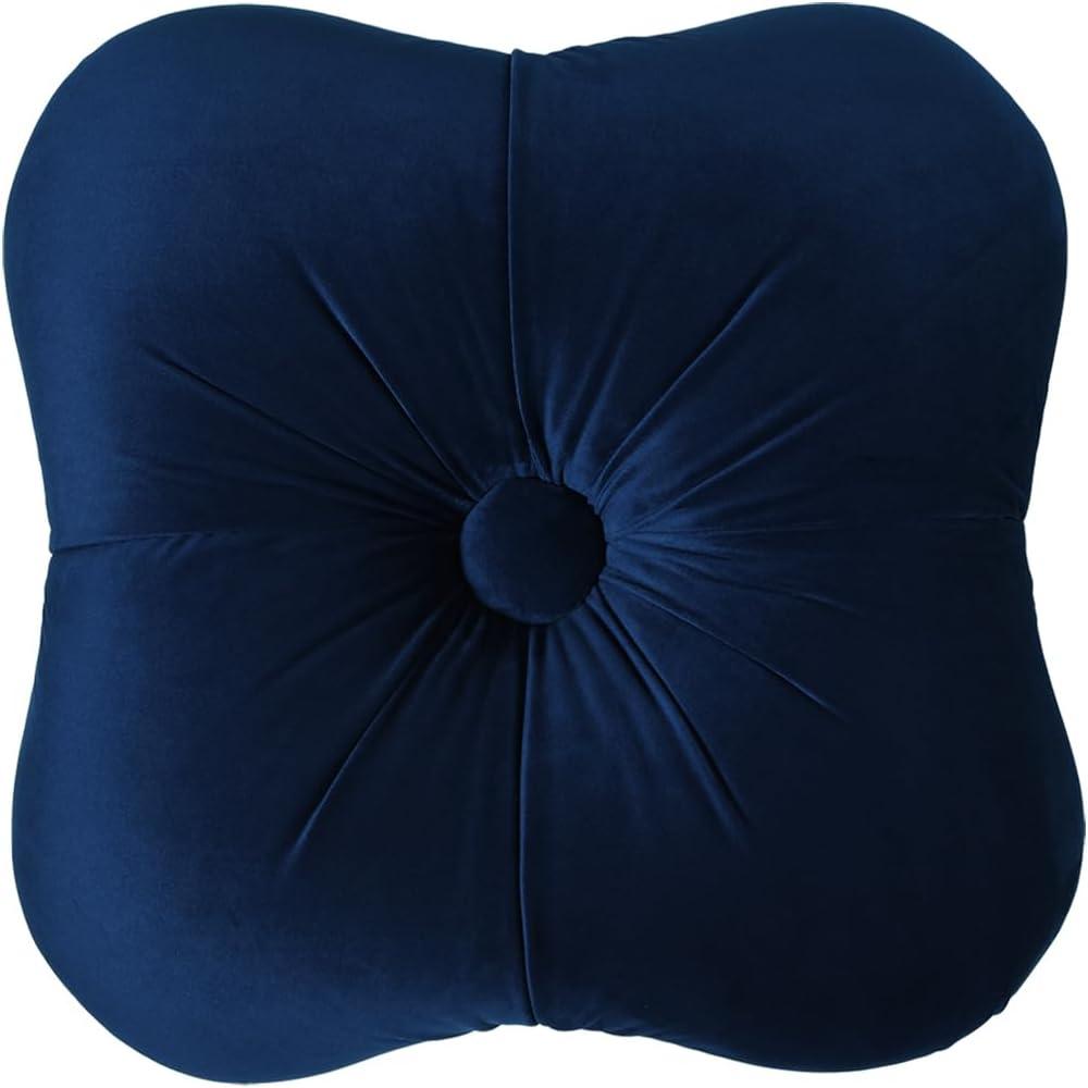 Ellen Hand-Tufted Clover Ottoman Navy Blue