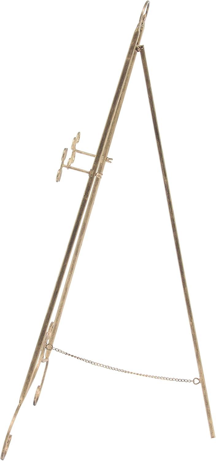 Gold Metal Scroll Adjustable Floor Easel with Chain Support