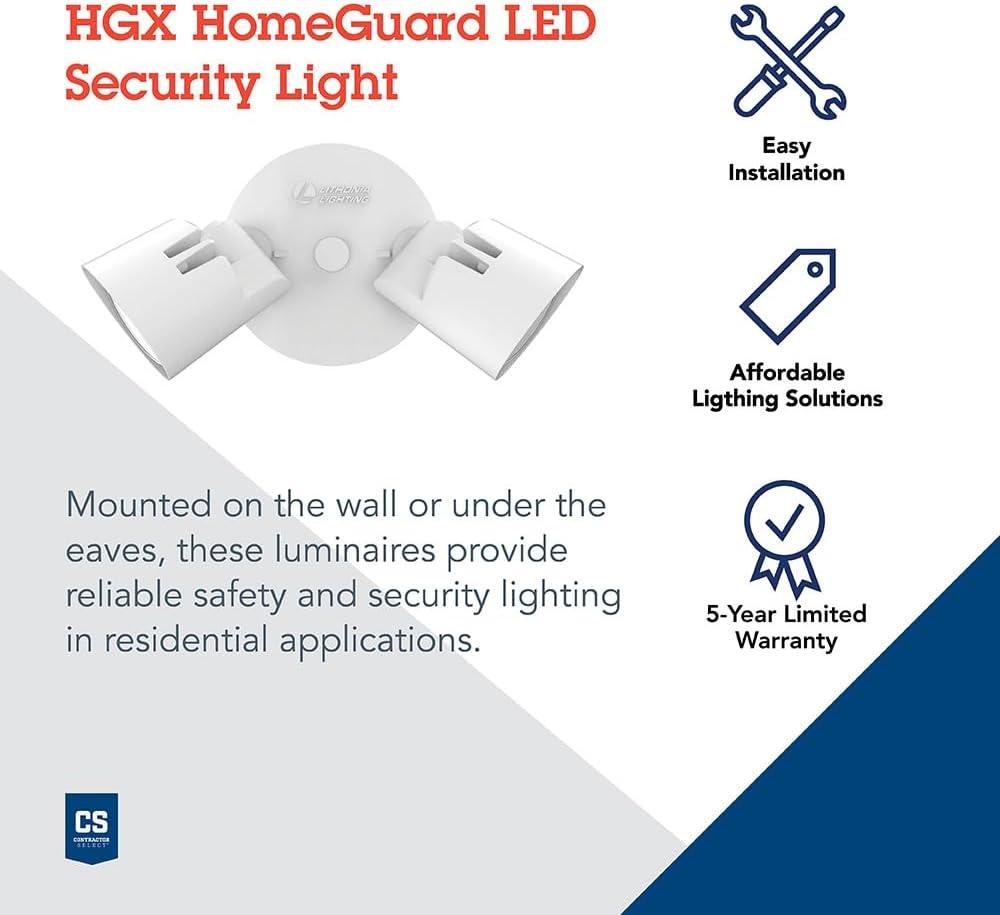 Lithonia Lighting Hgx Led 2Rh 40K 120 Cp2 M2 Pack Of (2) Home Guard Hgx Double Light