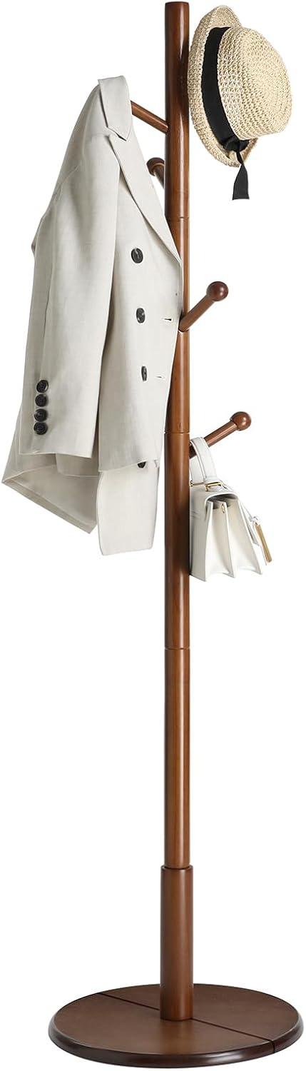 Coat Rack with 7 Rounded Hooks, Hall Tree, Coat Stand Dark Walnut